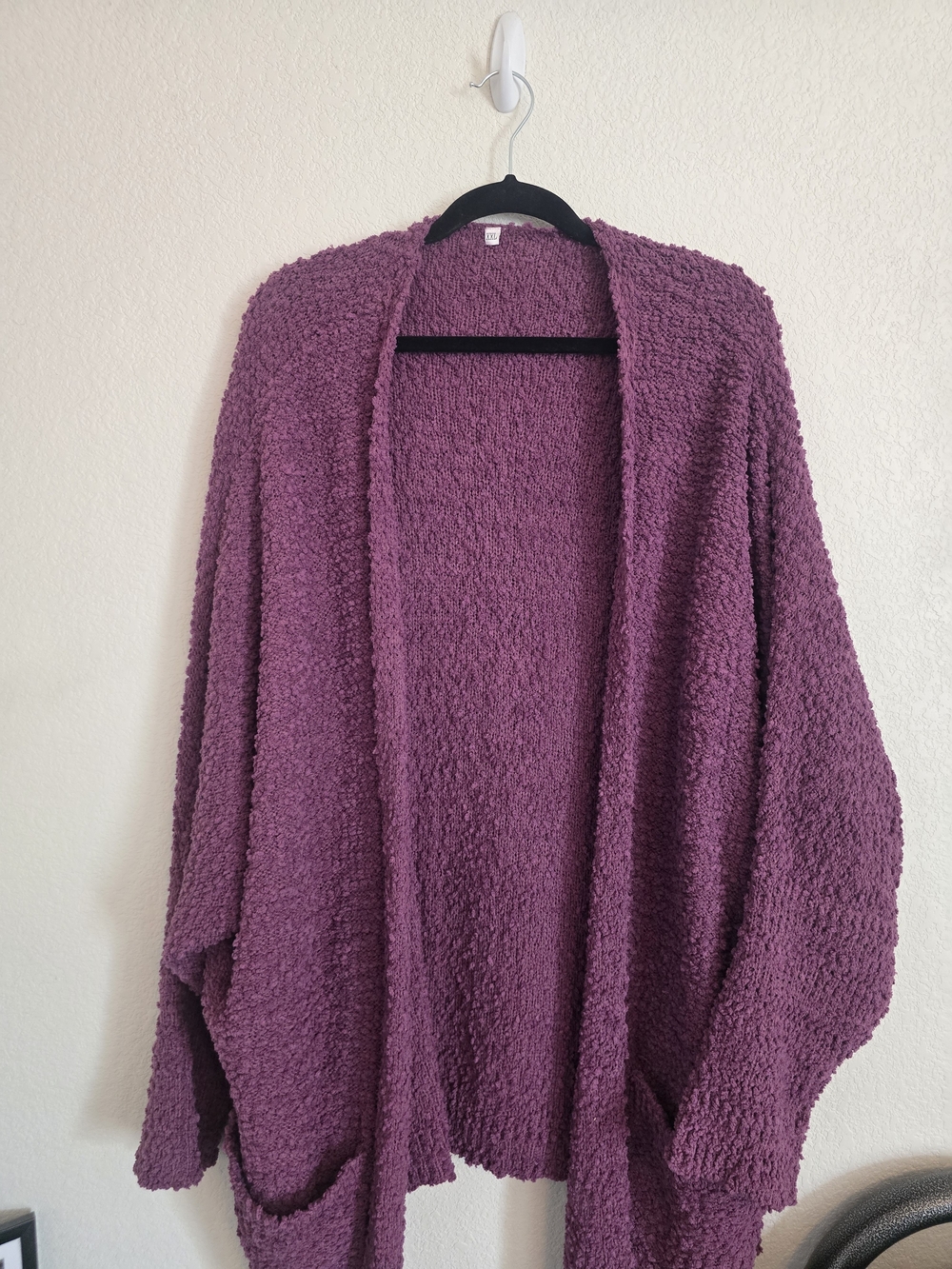 Plush Open-Front Cardigan Sweater in Dusty Mauve XXL